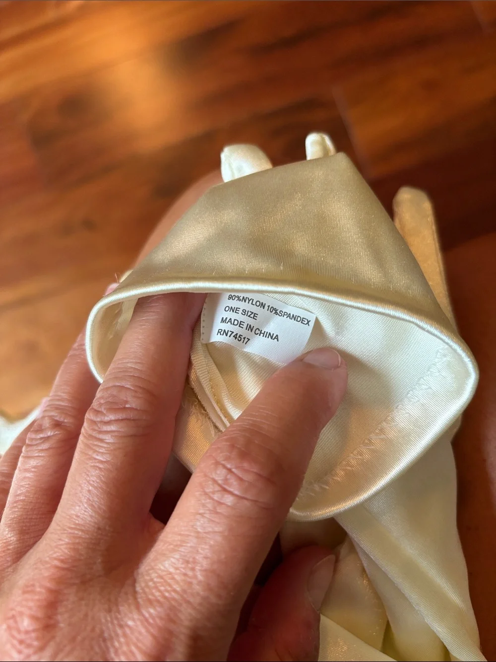 Ivory satin gloves